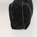 CHANEL Travel line Boston Bag Nylon Black CC Auth bs26217-4