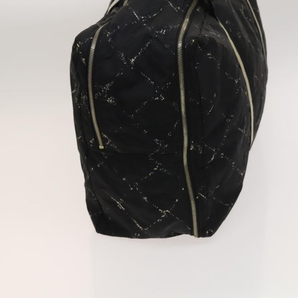 CHANEL Travel line Boston Bag Nylon Black CC Auth bs26217
