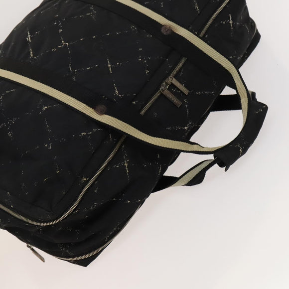 CHANEL Travel line Boston Bag Nylon Black CC Auth bs26217