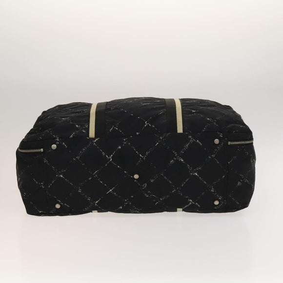 CHANEL Travel line Boston Bag Nylon Black CC Auth bs26217