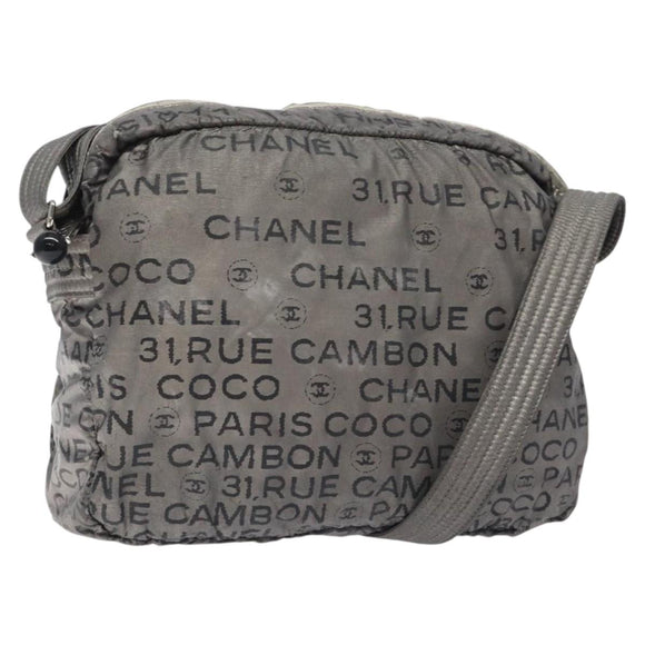 CHANEL Unlimited Shoulder Bag Nylon Silver CC Auth bs26218