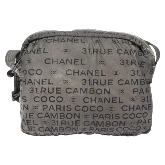 CHANEL Unlimited Shoulder Bag Nylon Silver CC Auth bs26218