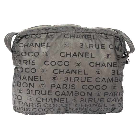 CHANEL Unlimited Shoulder Bag Nylon Silver CC Auth bs26218
