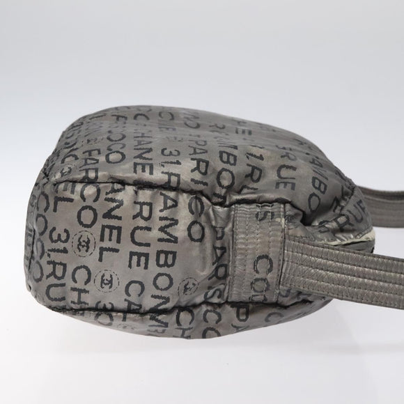 CHANEL Unlimited Shoulder Bag Nylon Silver CC Auth bs26218