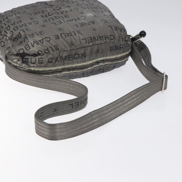 CHANEL Unlimited Shoulder Bag Nylon Silver CC Auth bs26218