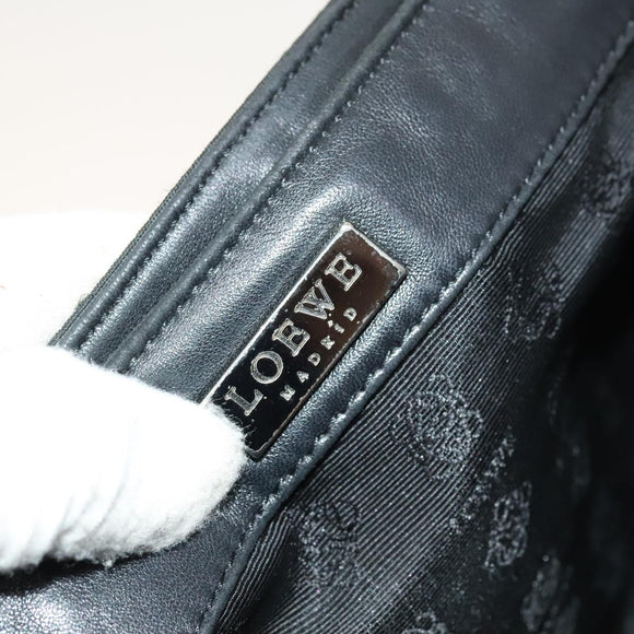 LOEWE Shoulder Bag Canvas Leather Black Auth bs26221