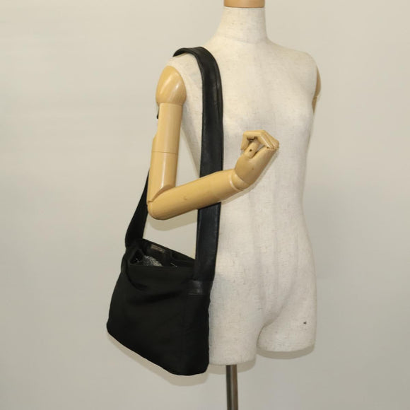 LOEWE Shoulder Bag Canvas Leather Black Auth bs26221