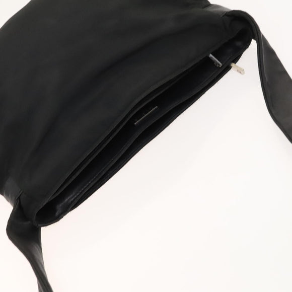 LOEWE Shoulder Bag Canvas Leather Black Auth bs26221