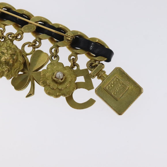 CHANEL Brooch metal Gold Tone CC Auth bs26227