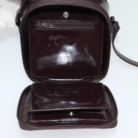 GUCCI Wallet Shoulder Bag Enamel Purple Auth bs26230