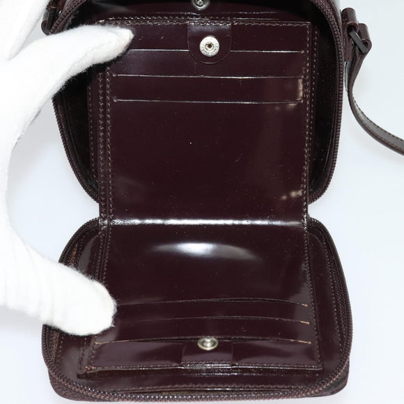 GUCCI Wallet Shoulder Bag Enamel Purple Auth bs26230