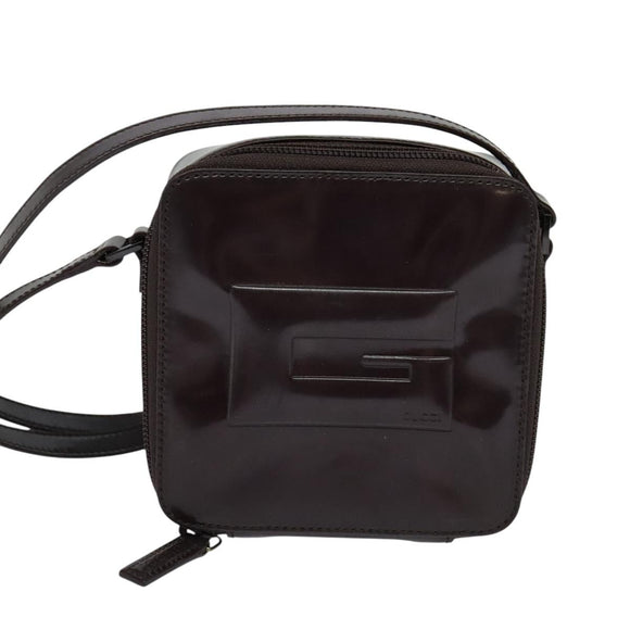 GUCCI Wallet Shoulder Bag Enamel Purple Auth bs26230