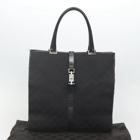 GUCCI GG Canvas Jackie Tote Bag Black Silver 002 1064 1669 Auth bs26232