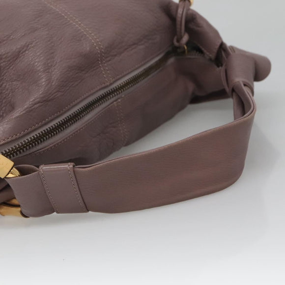 GUCCI Bamboo Shoulder Bag Leather Purple Gold 232930 Auth bs26233