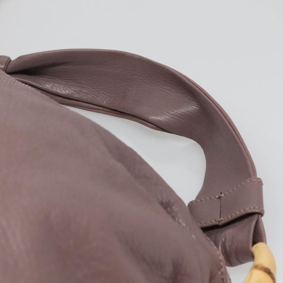 GUCCI Bamboo Shoulder Bag Leather Purple Gold 232930 Auth bs26233