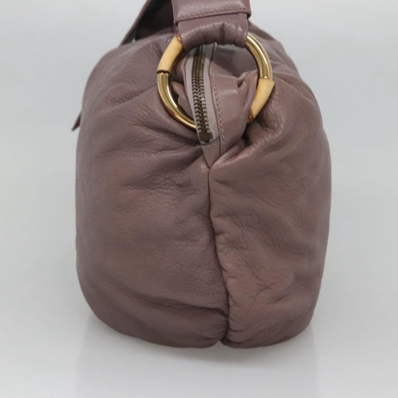 GUCCI Bamboo Shoulder Bag Leather Purple Gold 232930 Auth bs26233