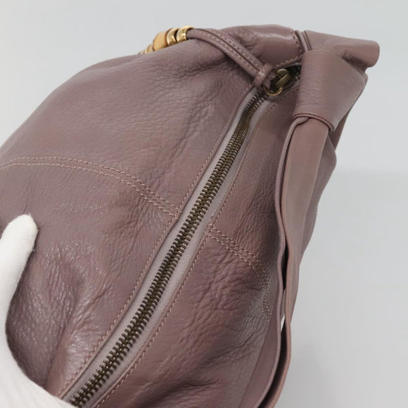 GUCCI Bamboo Shoulder Bag Leather Purple Gold 232930 Auth bs26233