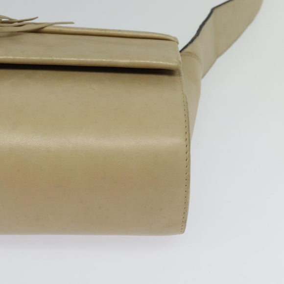 Salvatore Ferragamo Shoulder Bag Leather Beige Gold Auth bs26247