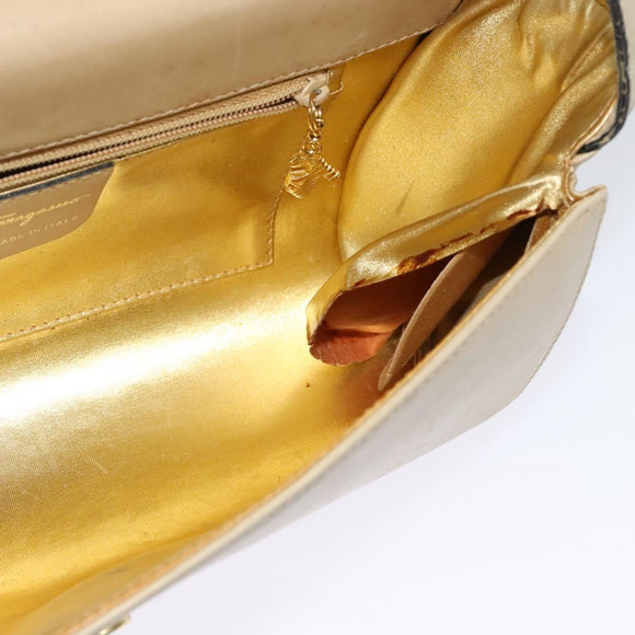 Salvatore Ferragamo Shoulder Bag Leather Beige Gold Auth bs26247