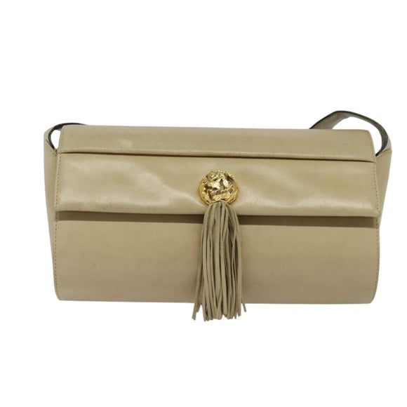 Salvatore Ferragamo Shoulder Bag Leather Beige Gold Auth bs26247