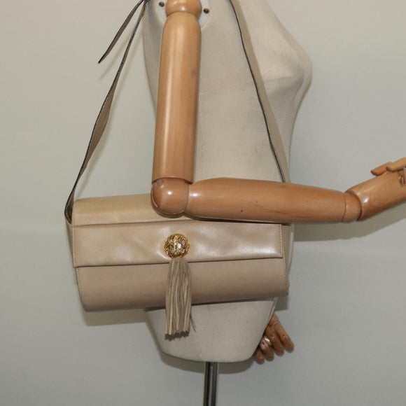Salvatore Ferragamo Shoulder Bag Leather Beige Gold Auth bs26247