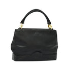 VERSACE Hand Bag Leather Black Gold Auth bs26249-1
