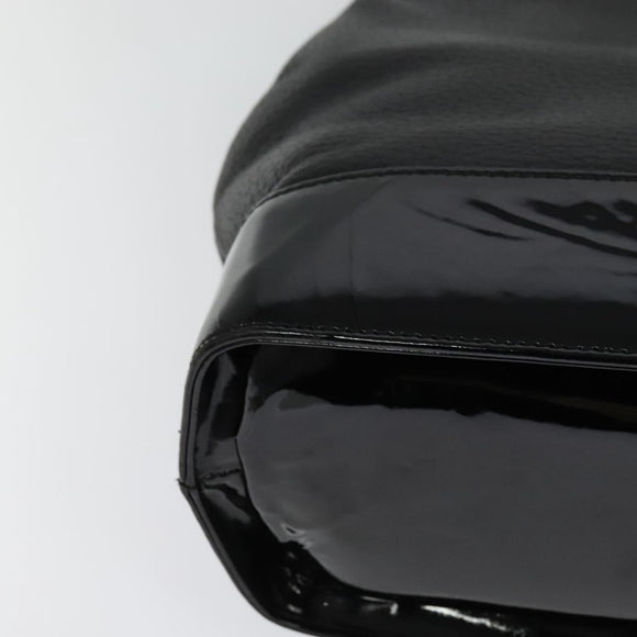 VERSACE Hand Bag Leather Black Gold Auth bs26249