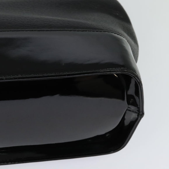 VERSACE Hand Bag Leather Black Gold Auth bs26249