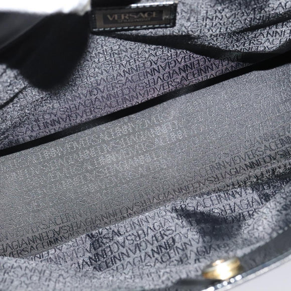 VERSACE Hand Bag Leather Black Gold Auth bs26249