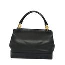 VERSACE Hand Bag Leather Black Gold Auth bs26249-2