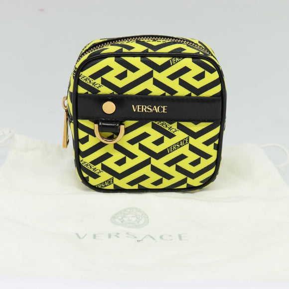 VERSACE Pouch PVC Yellow Gold Auth bs26250
