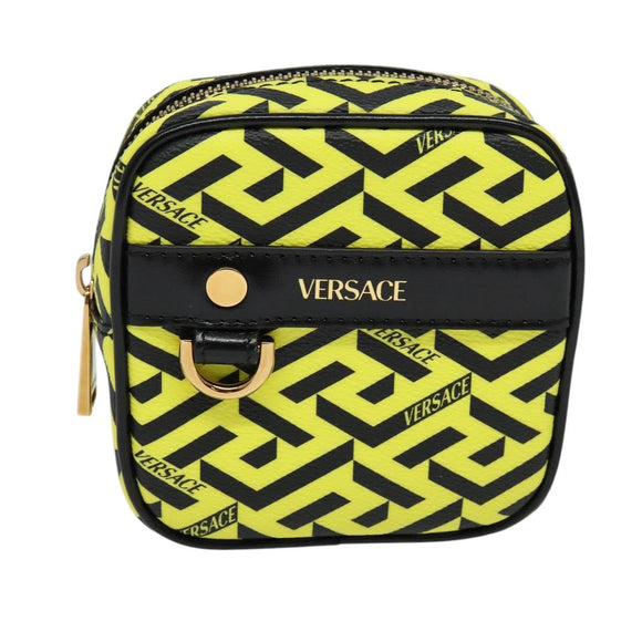 VERSACE Pouch PVC Yellow Gold Auth bs26250