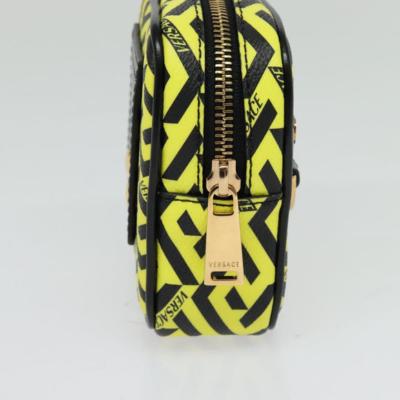 VERSACE Pouch PVC Yellow Gold Auth bs26250