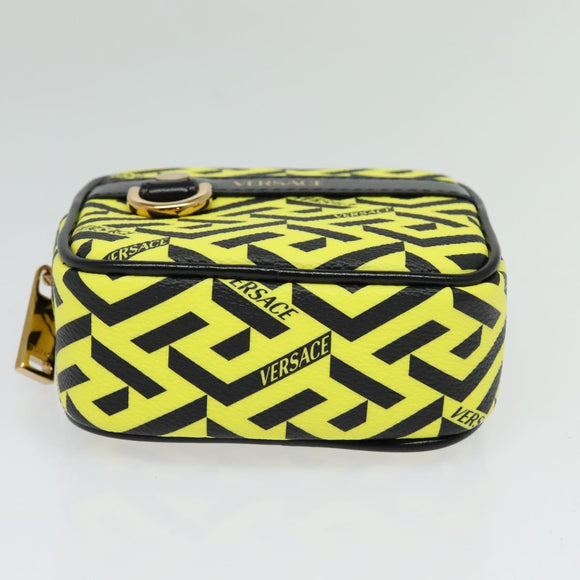VERSACE Pouch PVC Yellow Gold Auth bs26250