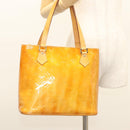LOUIS VUITTON Monogram Vernis Houston Hand Bag Beige M91004 LV Auth bs26252-23