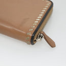 PRADA Long Wallet Leather Silver Beige Auth bs26270-15
