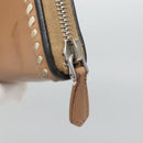 PRADA Long Wallet Leather Silver Beige Auth bs26270-8