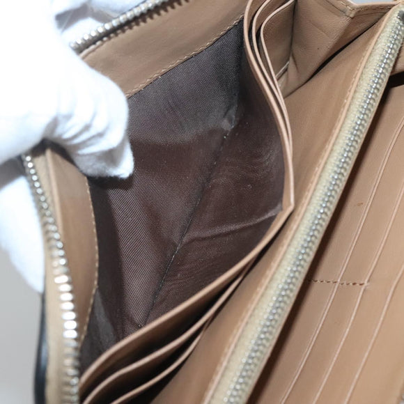 PRADA Long Wallet Leather Silver Beige Auth bs26270