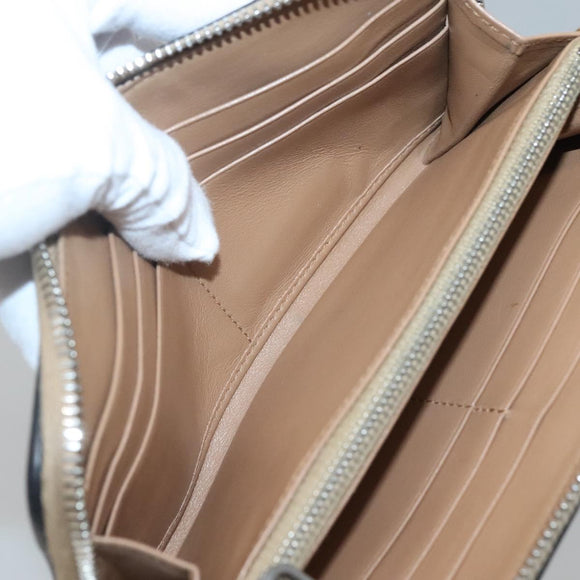 PRADA Long Wallet Leather Silver Beige Auth bs26270