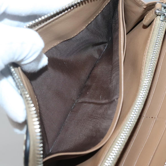 PRADA Long Wallet Leather Silver Beige Auth bs26270