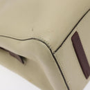 PRADA Shoulder Bag Leather Beige Silver Auth bs26273-13