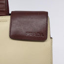 PRADA Shoulder Bag Leather Beige Silver Auth bs26273-14