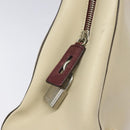 PRADA Shoulder Bag Leather Beige Silver Auth bs26273-15