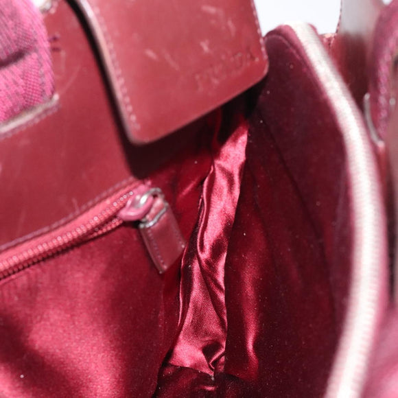 PRADA Shoulder Bag Leather Beige Silver Auth bs26273