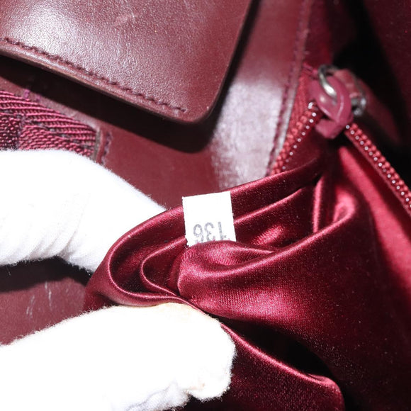 PRADA Shoulder Bag Leather Beige Silver Auth bs26273