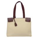 PRADA Shoulder Bag Leather Beige Silver Auth bs26273-2