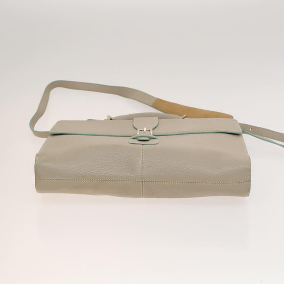 LOEWE Business Bag Leather Beige Auth bs26276