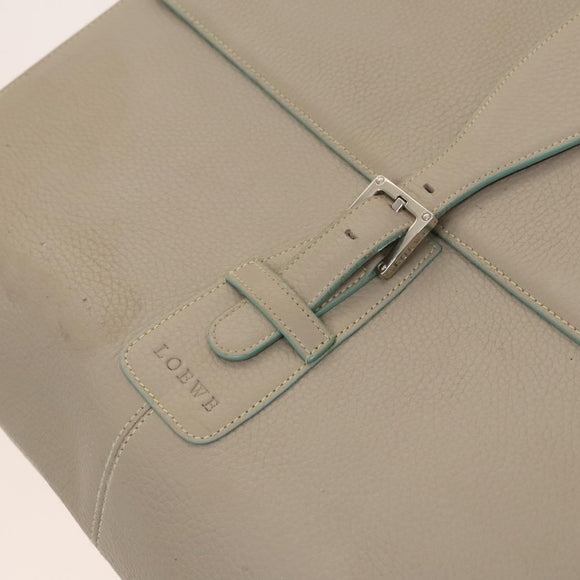LOEWE Business Bag Leather Beige Auth bs26276