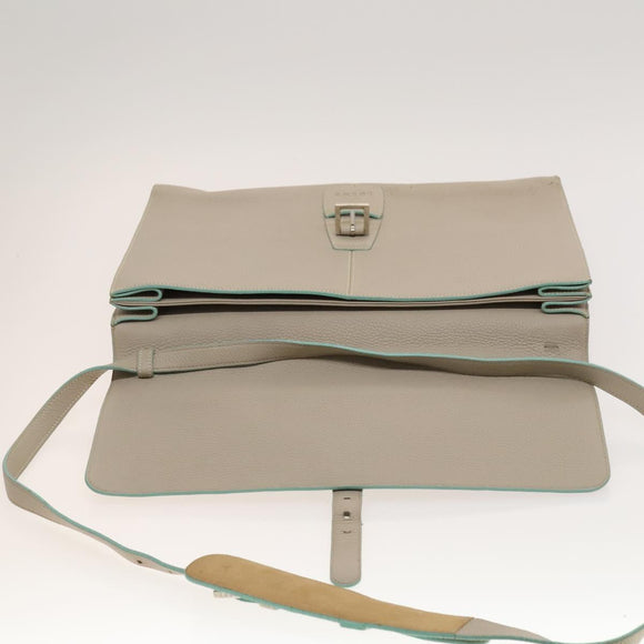 LOEWE Business Bag Leather Beige Auth bs26276