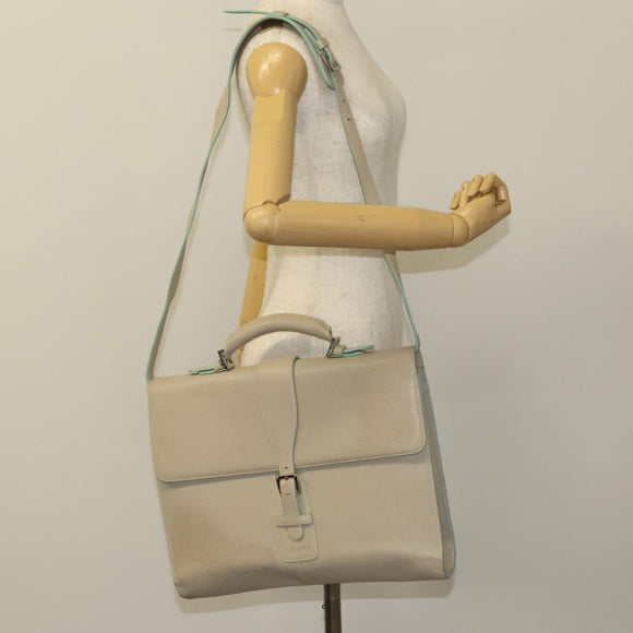 LOEWE Business Bag Leather Beige Auth bs26276